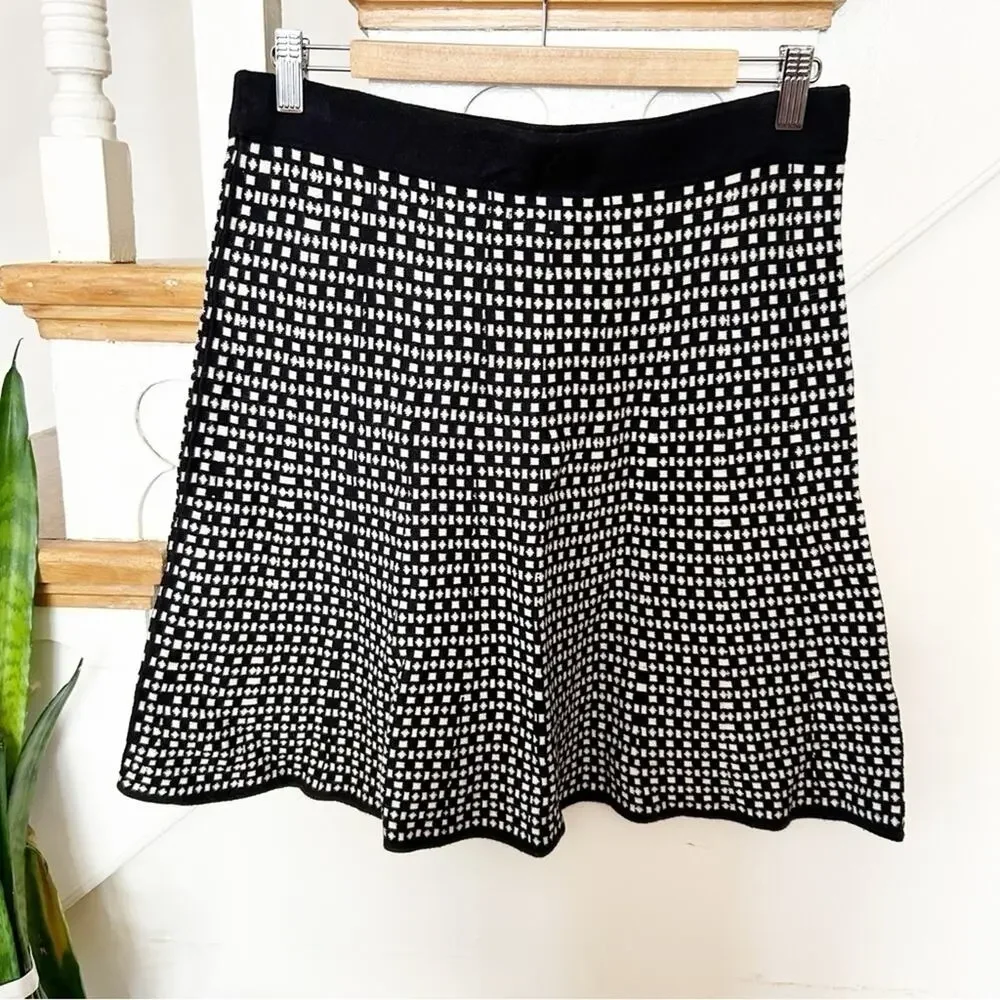 Max Edition Black White Print Cotton Blend A-Line Skirt Size Large L